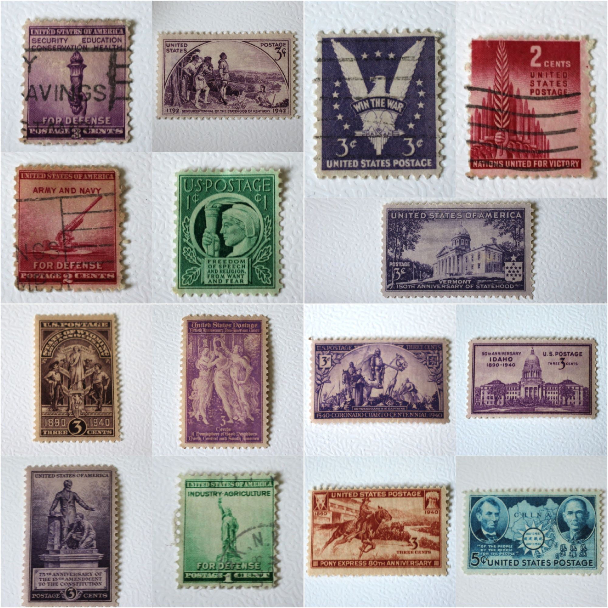 アメリカの各州の切手セット アメリカ合衆国切手セット 1940年から1943年 州制 戦争 防衛 ポニー