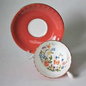 Aynsley Teacup and Saucer Cottage Garden Butterfly Florals