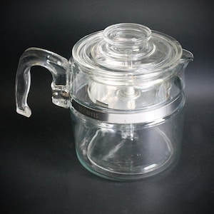 Große Glaskaffeemaschine, Pyrex 7756 Perkolator, 6-Tassen-Topf