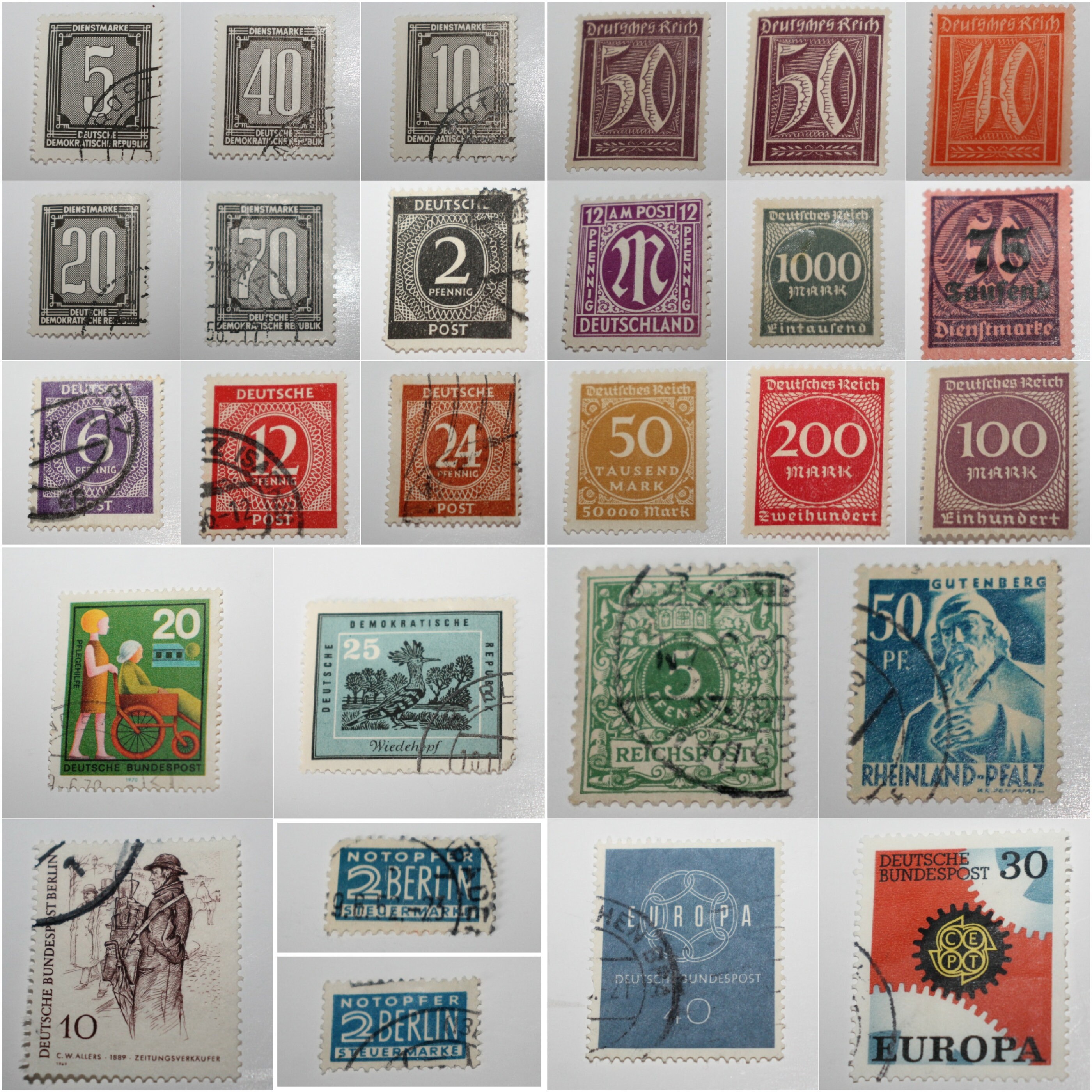 Germany Stamp Set 1900 to 1970's Mixed Hyperinflation Post