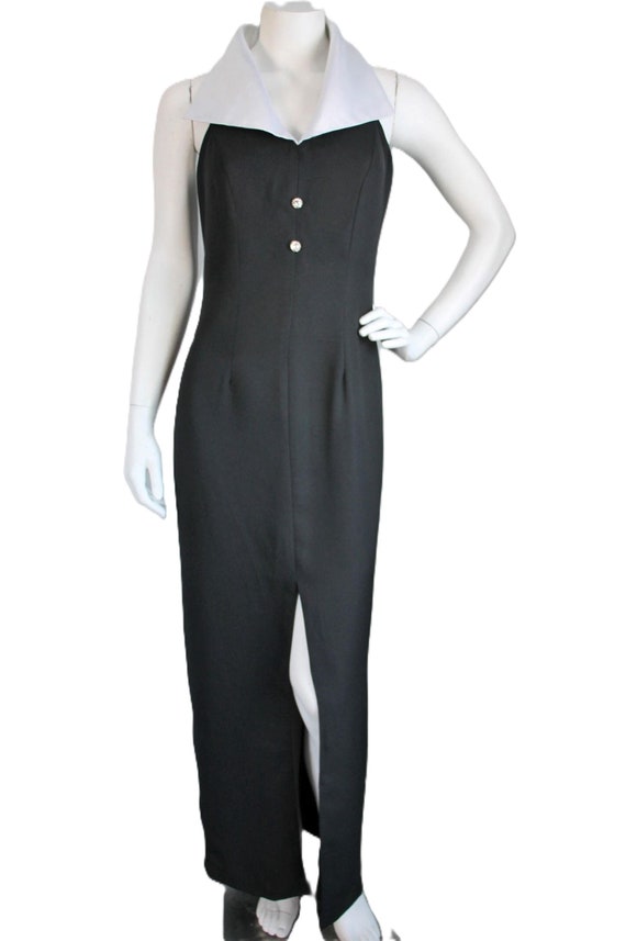 Black Tuxedo Maxi Dress Vivian Dessy Diamond Size 8 Vintage 1980's - Etsy