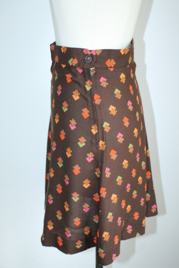 Vintage 70's Mini Skirt Ann Taylor Brown Orange - image 6