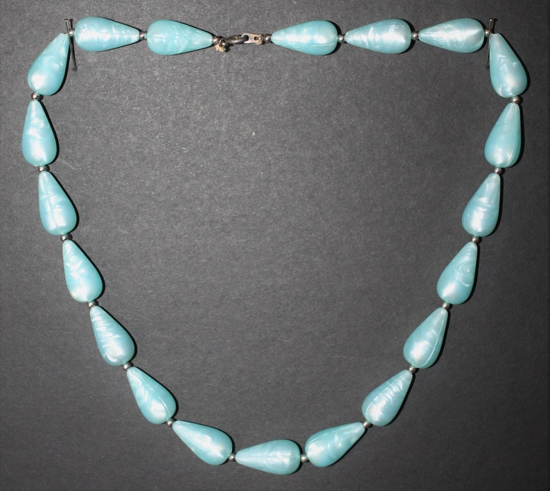Blue Teardrop Beaded Necklace