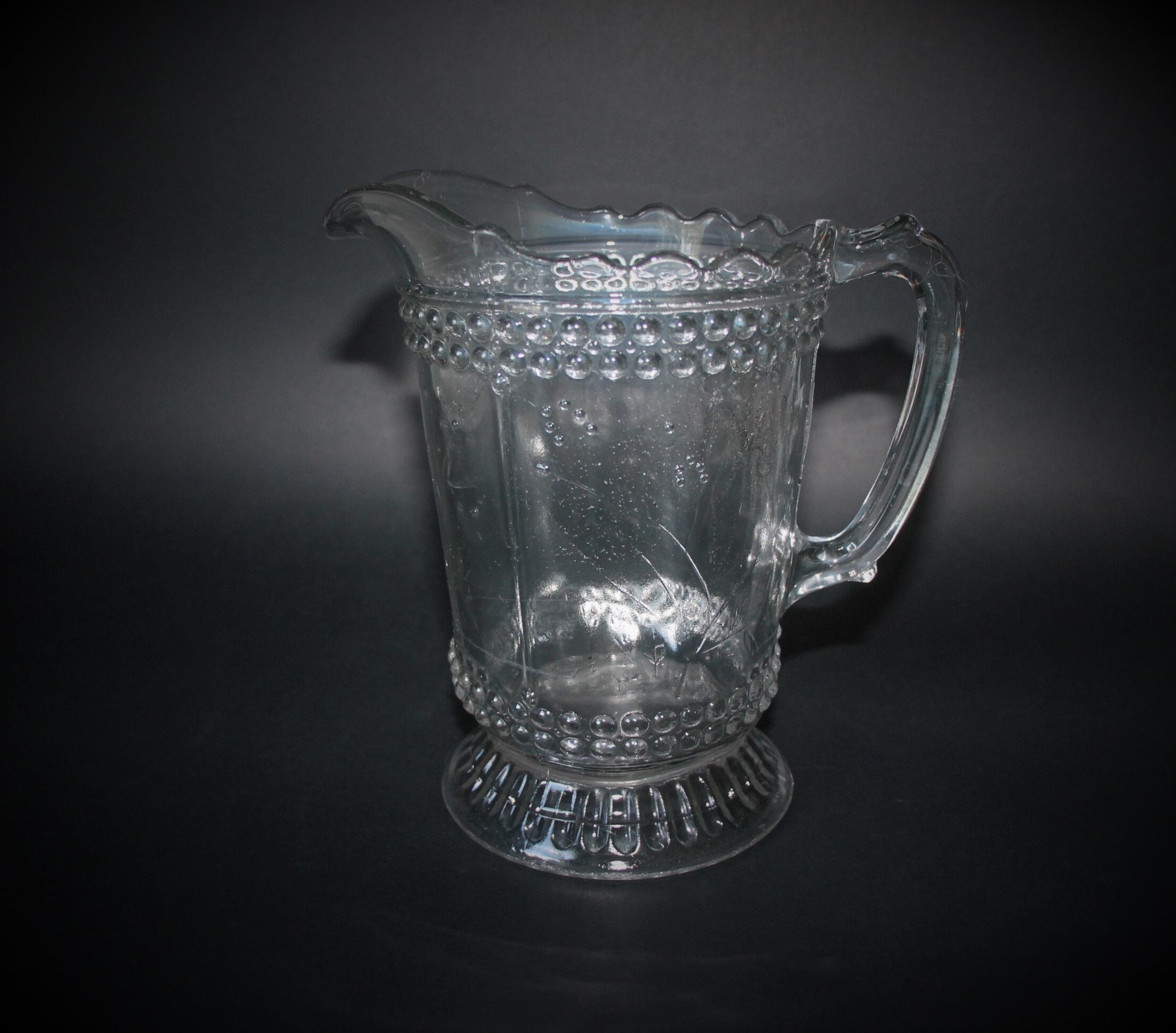 Antique Pitcher Nova Scotia Glass Starflower Pattern 32 Ounce Late