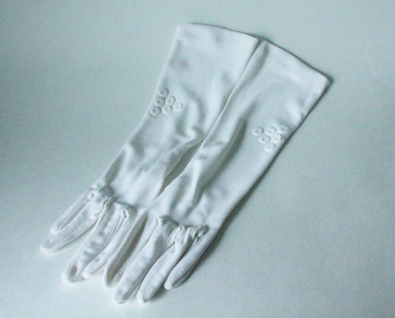 Long White Formal Gloves , Nylons by Austin, Size… - image 1