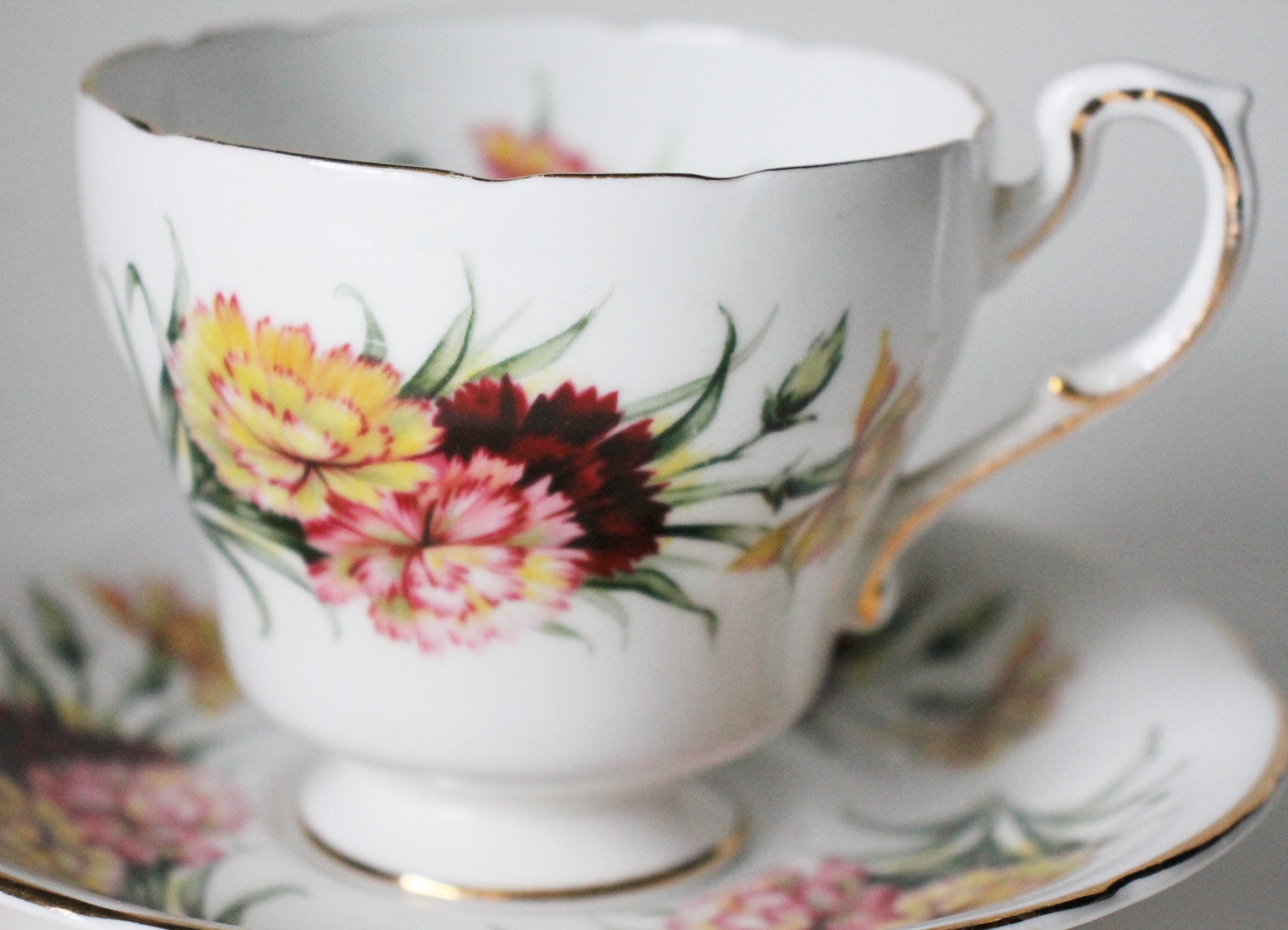 Carnation Tea Cup and Saucer Paragon China Pattern F541 Etsy
