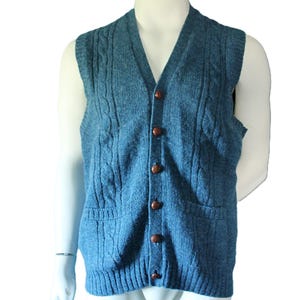 Vintage Pitlochry Shetland Wool Knitted Vest in Dark Purple