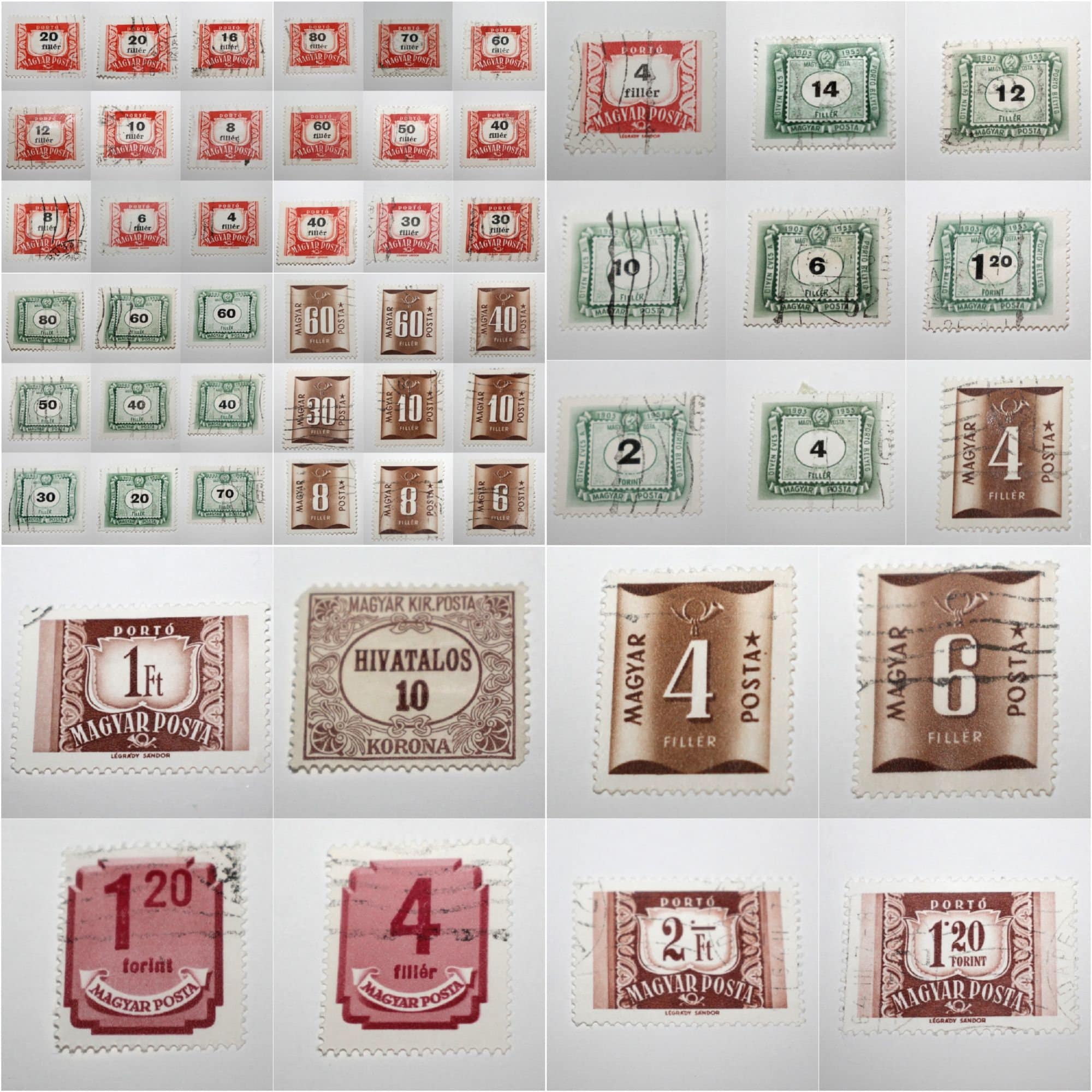 ハンガリー 郵便料金未払い切手セット 1922年から1965年 紋章 郵便角