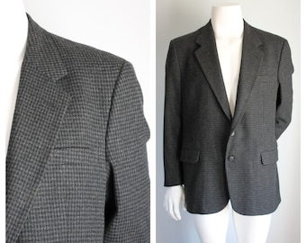 Grey Wool Jacket, Oleg Cassini, 44 Regular, Vintage 1990's