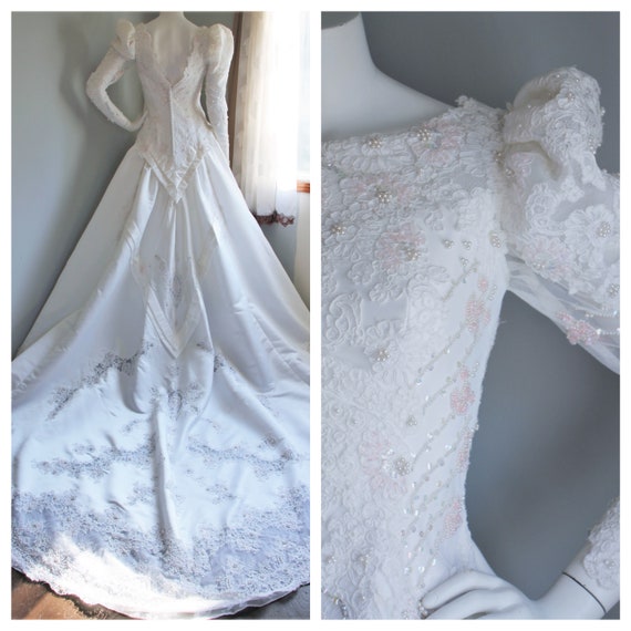 Vintage Wedding Dress House of Bianchi A Line Satin - Etsy