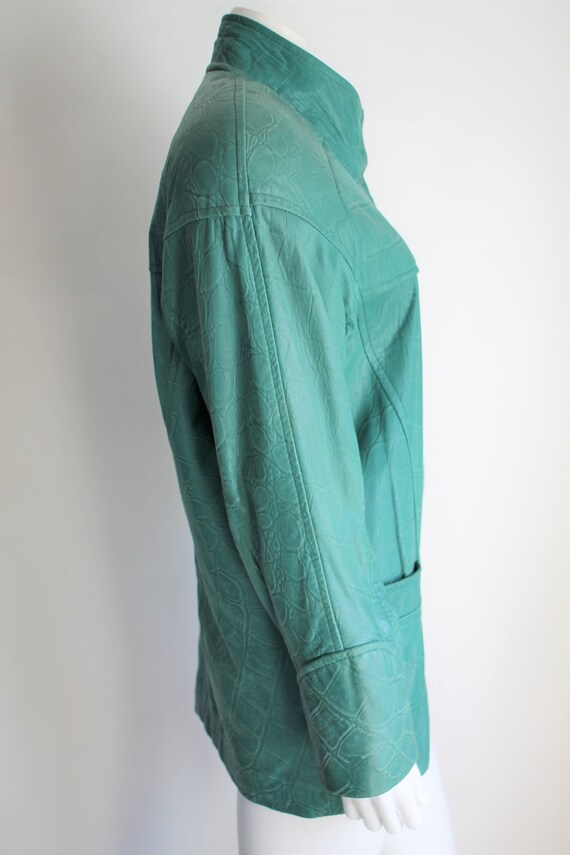 Vintage Green Leather Jacket, Danier, 1980's Size Sma… Gem