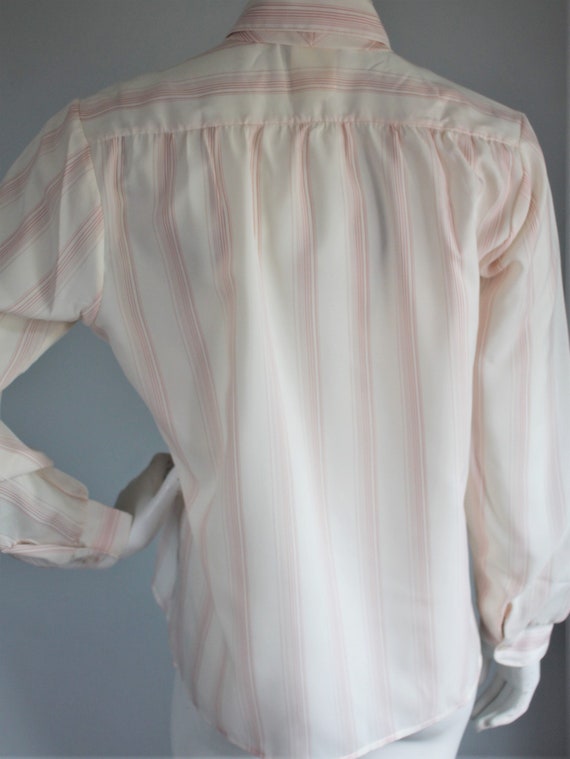 Vintage 70's Red White Pinstripe Blouse Shirtmate… - image 6