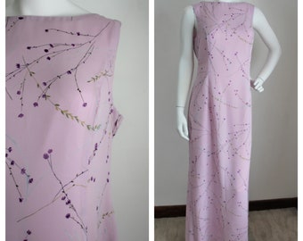 Purple Maxi Dress, Cachet, Size 14, Vintage 1980's