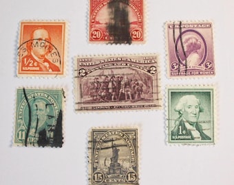 Amerikanska frimärken blandat parti Washington Franklin Columbus