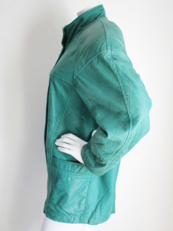Vintage Green Leather Jacket, Danier, 1980's Size Sma… Gem