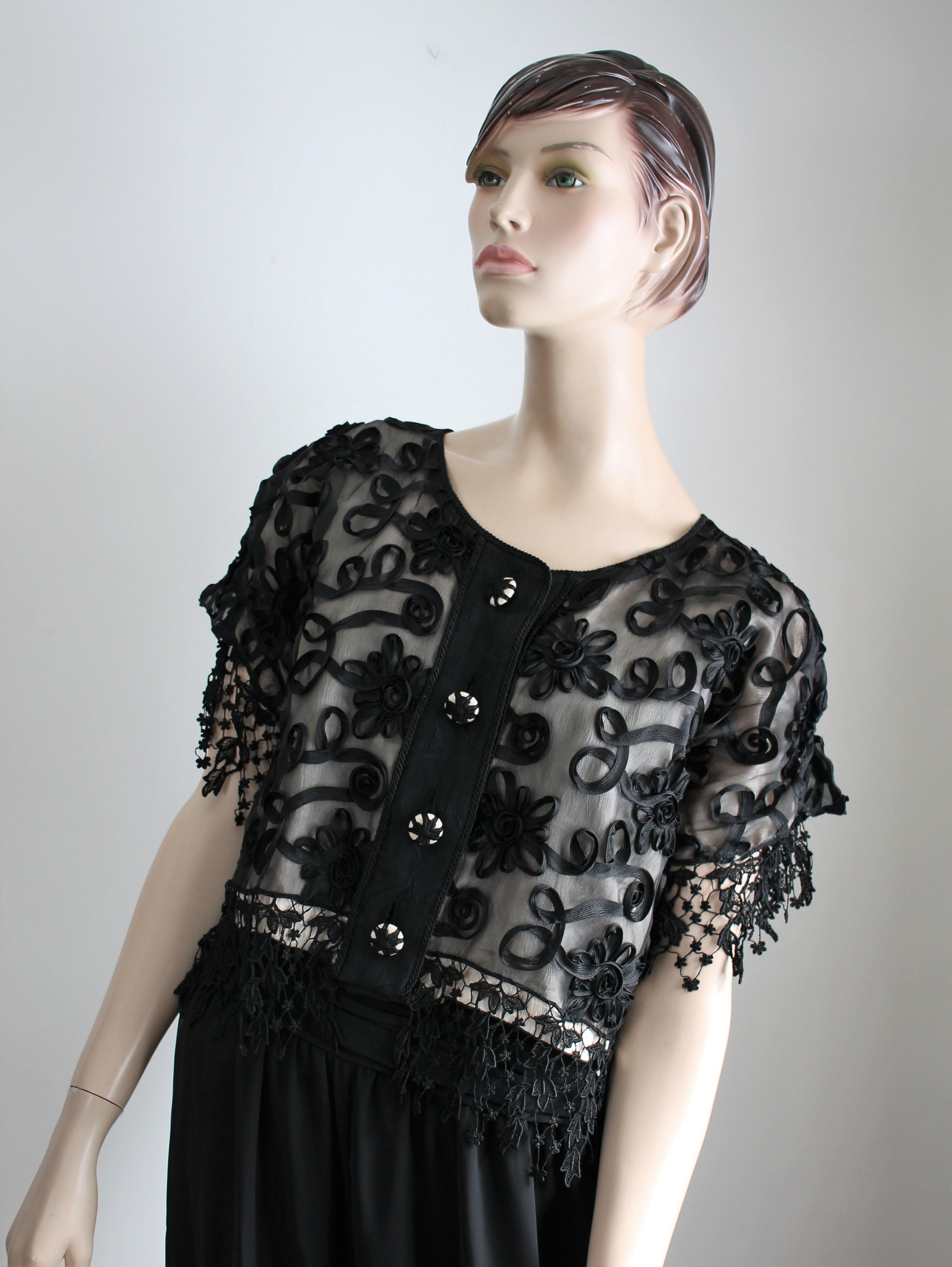 Black Silk Formal Blouse Lili Butler Size Medium | Etsy
