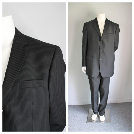 Vintage Charcoal Pinstripe Suit, Chaps Ralph Lauren, 42L - Etsy