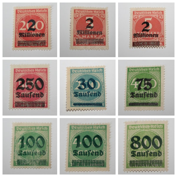 Germany Overprint Hyperinflation Stamp Set 1923