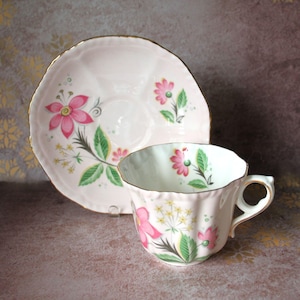 Pink Teacup and Saucer Royal Grafton Pattern 7050