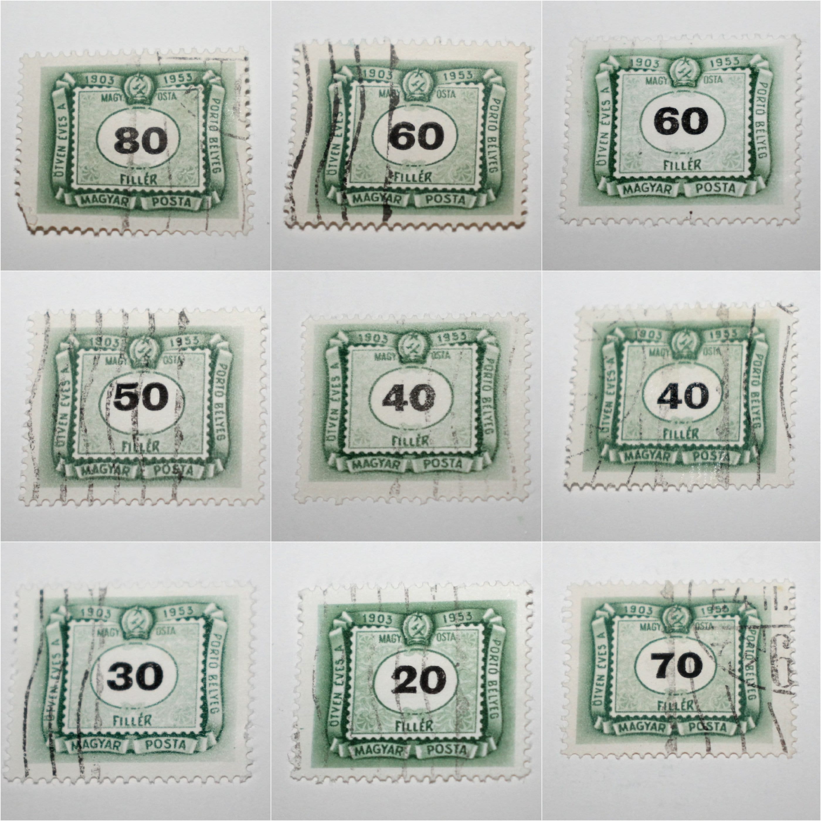 ハンガリー 郵便料金未払い切手セット 1922年から1965年 紋章 郵便角
