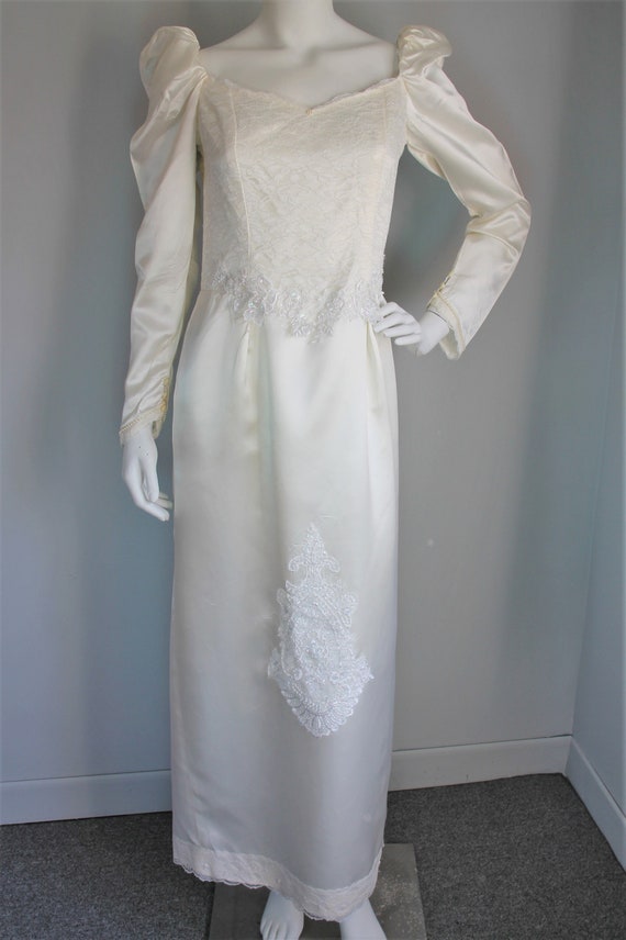 Satin Sheath Wedding Dress, Detachable Train, Siz… - image 2
