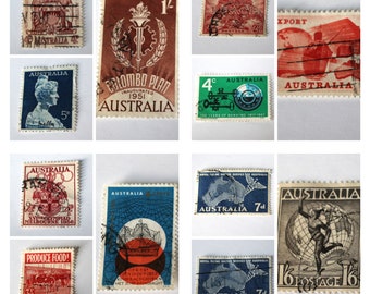Juego de sellos de Australia, lote mixto, de las décadas de 1940 a 1960