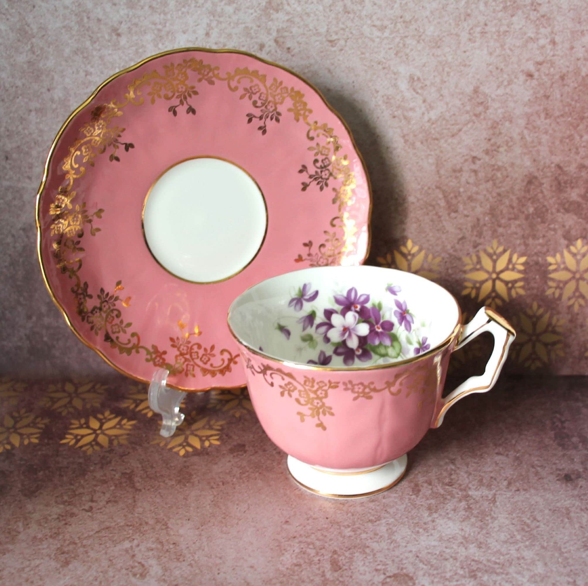Aynsley Pink Gold Teacup and Saucer Pattern 2917 - Etsy
