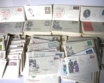 Sellos de Canadá, primer día de emisión, lote grande (380 piezas), 1963 a 1974