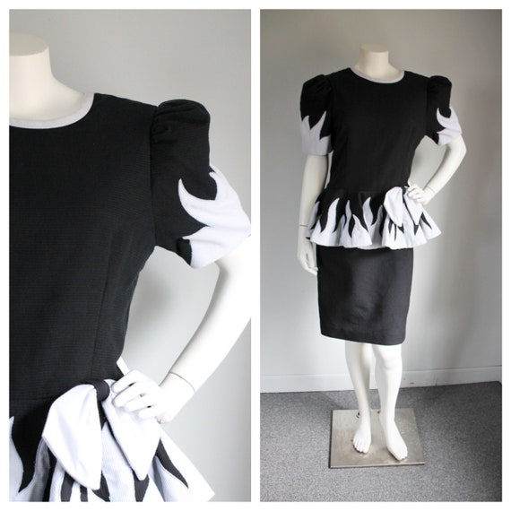 Vintage 1980's Black Flame Dress