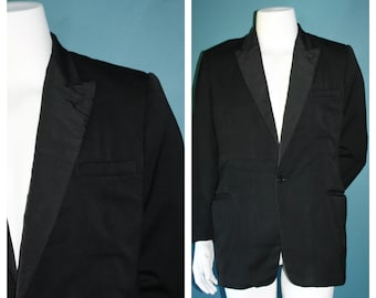 Vintage 1950's Black Tuxedo Jacket Montague Burton Tailored, Size Small