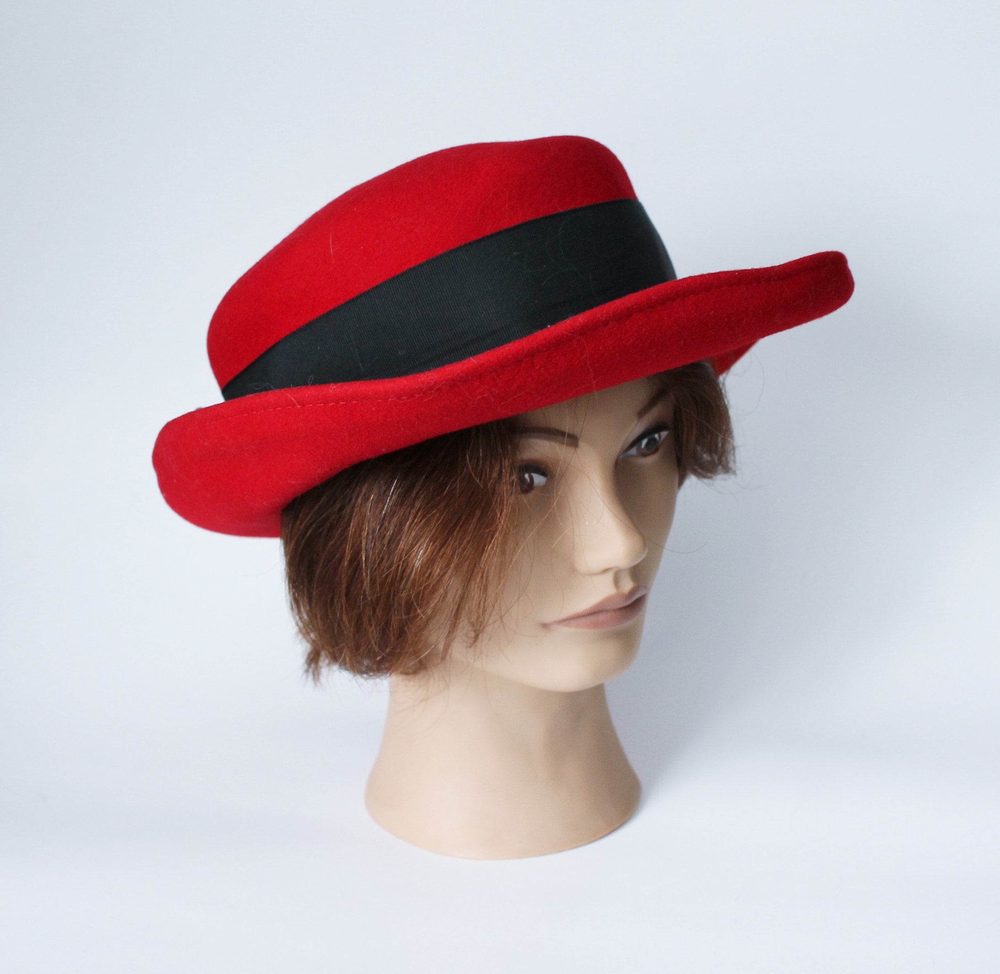 Doeskin Felt 100% Wool Hat — Red Vintage Doeskin Felt 100% Wool Orange Hat Bellini... | Depop main image 3