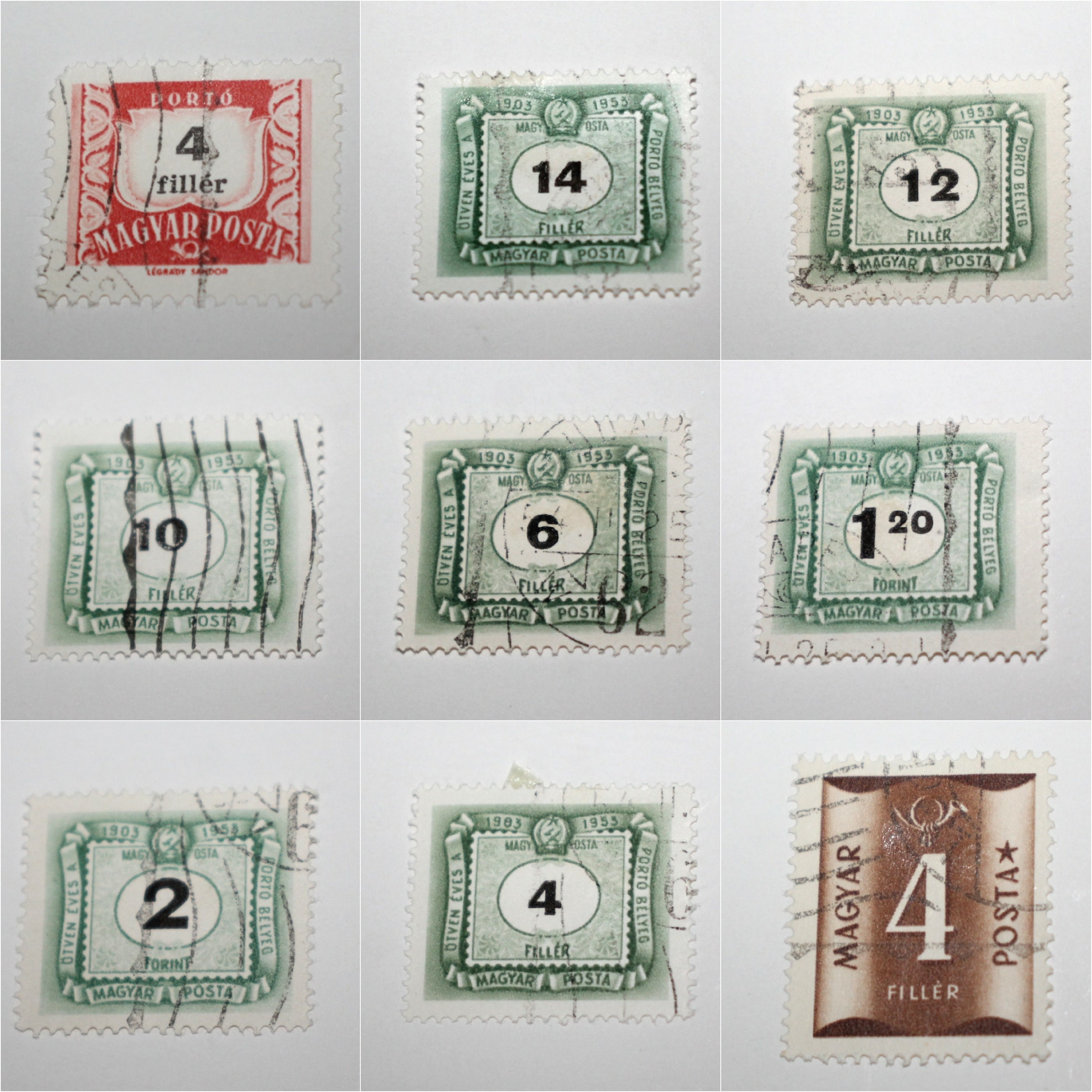 ハンガリー 郵便料金未払い切手セット 1922年から1965年 紋章 郵便角