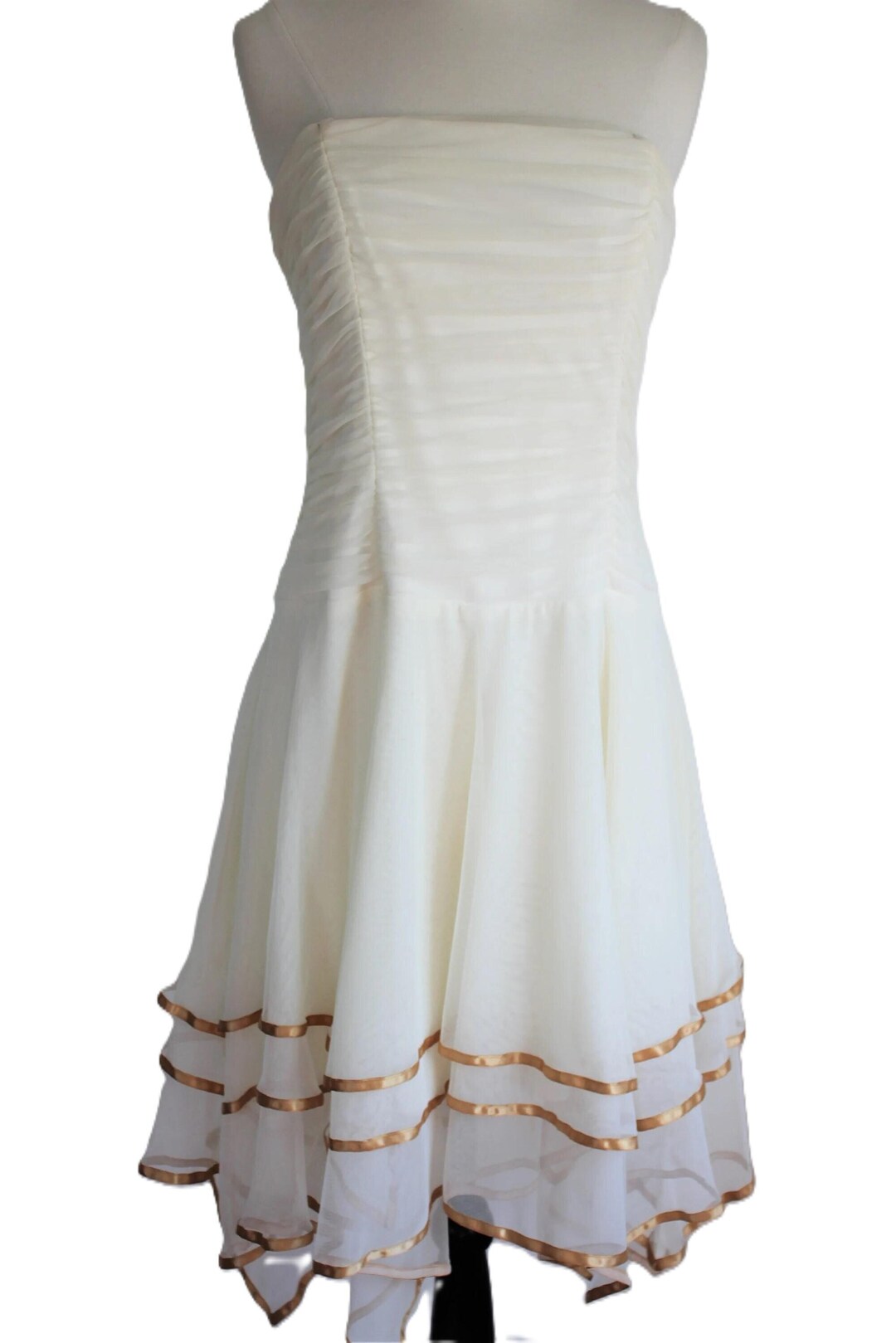 Vintage Ivory Gold Party Dress, Blondie Nites, Linda Bernell, Size 13 - Etsy