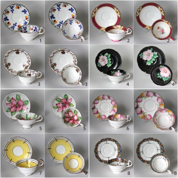 Display Cabinet Teacups and Saucers, Your Pick, Sold by the Set