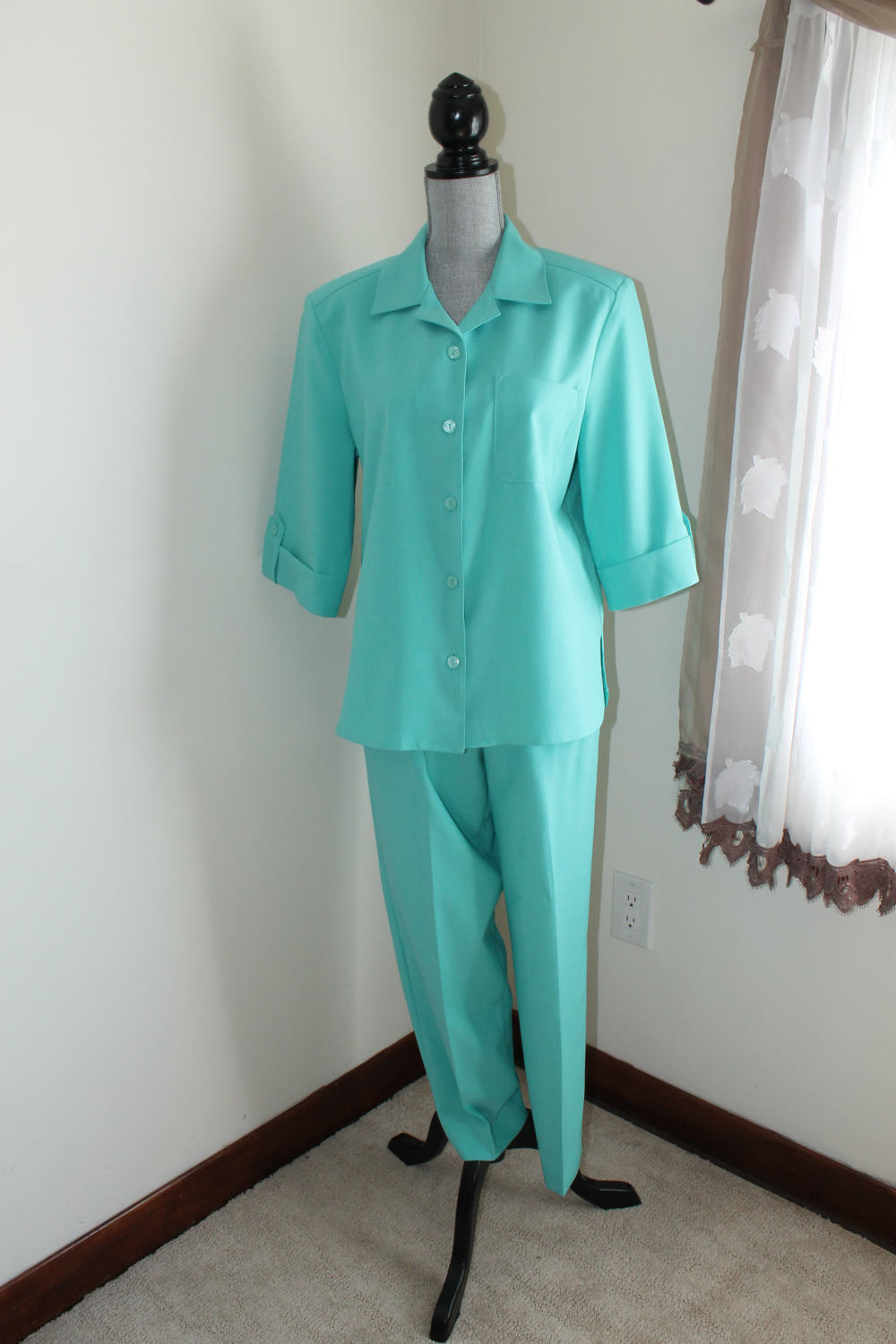 80s Pant Suit by Alia Petites Size 8 Green Two Piece Pants Jacket Summer  Set -  Australia