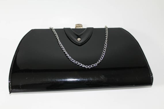 black patent clutch bag