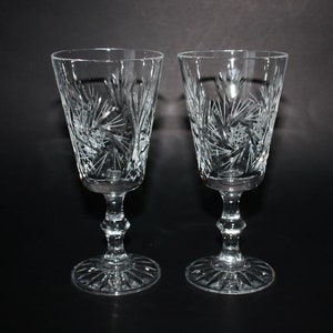 Crystal Wine Glasses Pinwheel Star Pattern 4 Ounce Set of Two