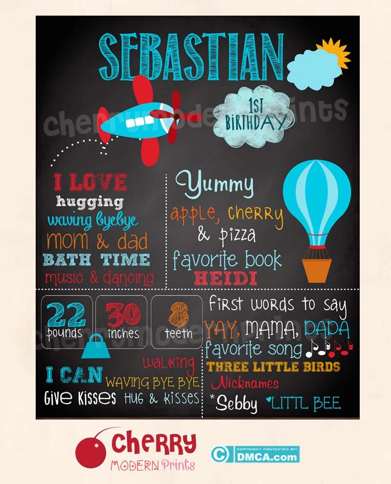 First Birthday Chalkboard Sign / Printable Chalkboard Sign/ Etsy