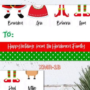 Gedruckt oder druckbare Weihnachten personalisierte Geschenkanhänger, Aufkleber, Geschenk-Gehäuse, Visitenkarten, Elfen Füße, Santa Stiefel, Hirschpfoten