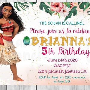 Moana Birthday Invitation , Moana, Birthday Invitation, Moana Invite,  DIGITAL FILE -PRINTABLE