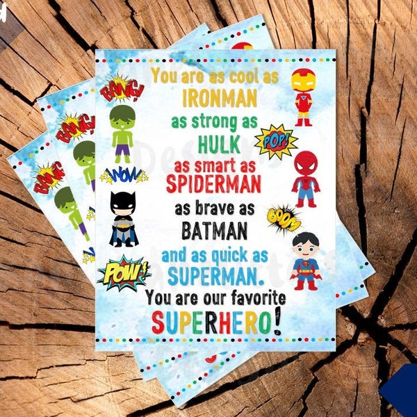 My favorite superhero tags | Father's Day Favor tags, gift tag, goodie bag tags, digital, printable Father's Day Tag , SUPER DAD tags