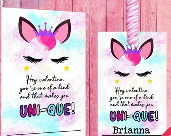 Printable Valentines card | Valentines twist pops holders | Unicorn treat bags| treats for Kids| Instant Download | Valentine's Day, Digital