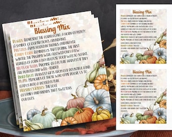 Printable Blessing Mix INSTANT DOWNLOAD Thanksgiving favors,  Thanksgiving labels, gift tags