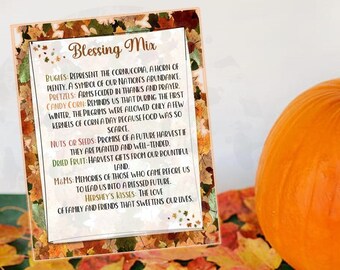 Printable Blessing Mix INSTANT DOWNLOAD Thanksgiving favors,  Thanksgiving labels, gift tags