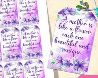 Mother's Day quote tags | Mother's Day Favor tags, gift tag, goodie bag tags, digital, printable Mother's Day Tag , Inspirational quote