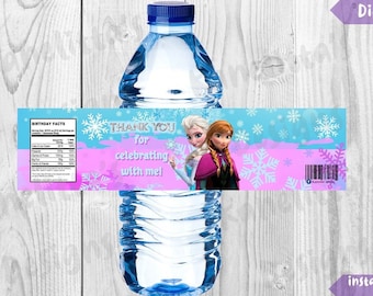 Printable Frozen Water Bottle Labels- frozen party favors - Personalized Water Bottle Label- DIGITAL FILE Instant Download