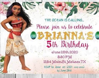 Invitación de cumpleaños de Moana, Moana, invitación de cumpleaños, invitación de Moana, archivo DIGITAL -PRINTABLE