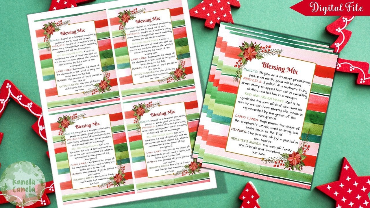 Printable Blessing Mix INSTANT DOWNLOAD Christmas Favors, Christmas ...