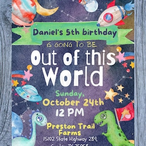 Out of this World Invitation , Out of this world theme , space Birthday Invitation,  DIGITAL FILE -PRINTABLE