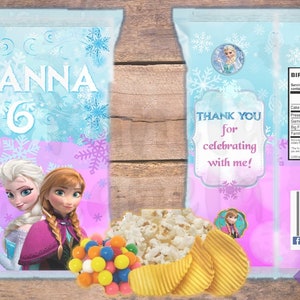 Frozen Chip Bags, Frozen Favor Bags, Birthday Party chips wrappers, Digital Download - Printable, Instant Download. Elsa & Anna